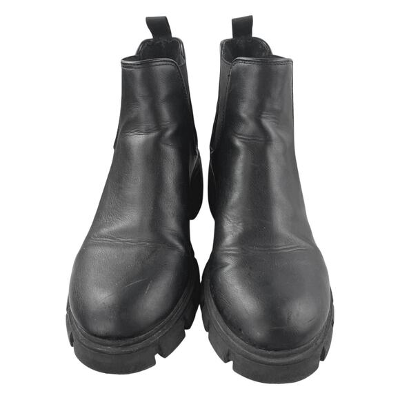 Steve Madden Howler Women's Black Leather Chunky Platform Chelsea Ankle Boots 8M - Picture 2 of 6